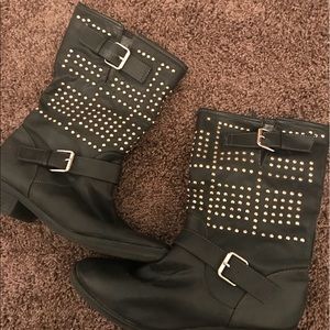 Just fab boots, rose gold studded